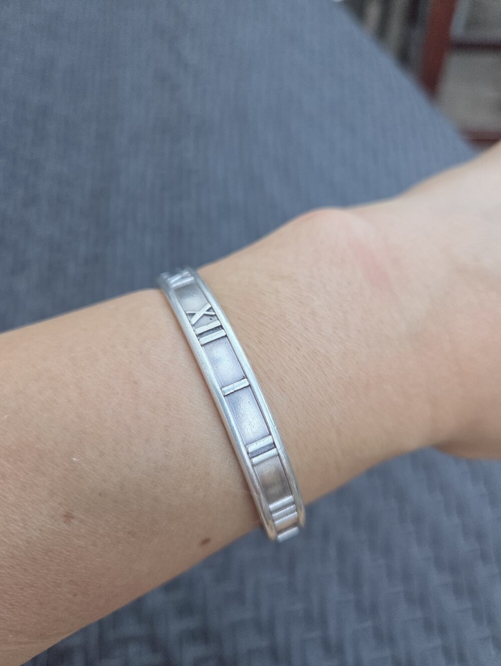 1995 Tiffany &Co Italy Sterling Silver 925 Roman Numerals Bracelet Cuff. 5.5" - Picture 4 of 11